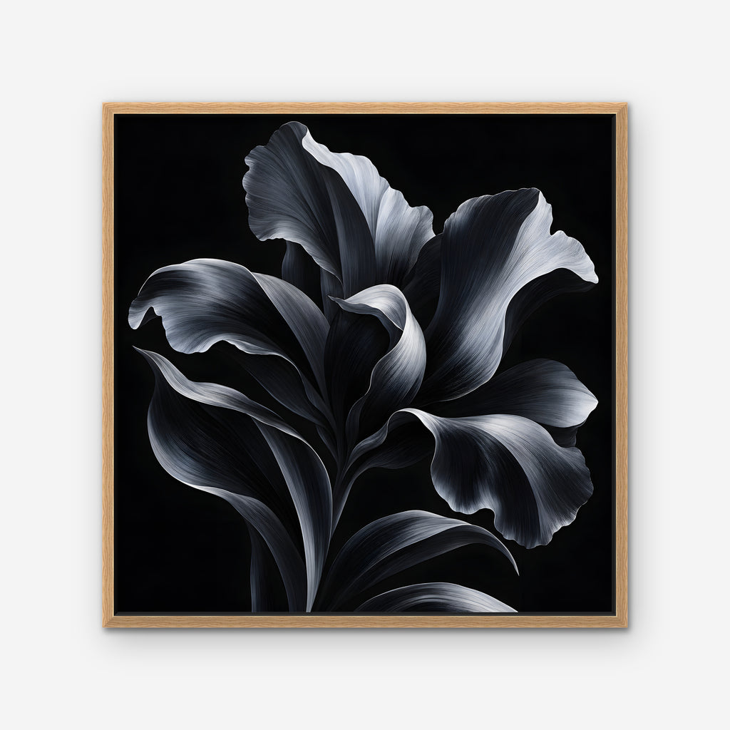 Silver Iris Canvas Art - Square – Oak Floating Frame on white background