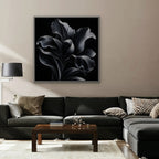 Silver Iris Canvas Art - Square – Silver Floating Frame in room setting
