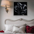 Silver Iris Canvas Art - Square – Silver Floating Frame in room setting