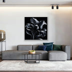 Silver Iris Canvas Art - Square – White Floating Frame in room setting