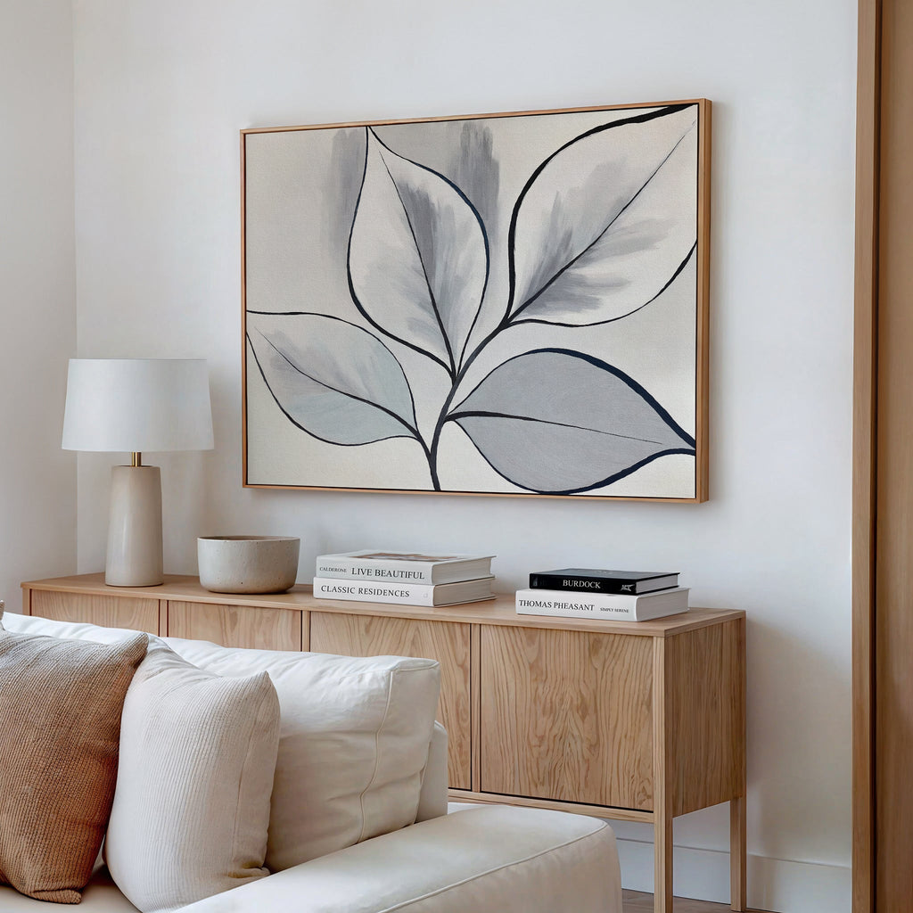 Whisper of Silverleaf – neutral-toned botanical canvas wall art print by Aspire Prints