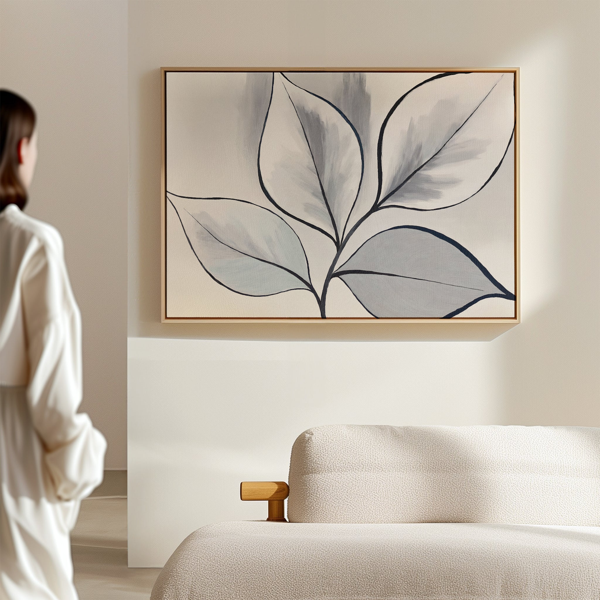 Whisper of Silverleaf – neutral-toned botanical canvas wall art print by Aspire Prints
