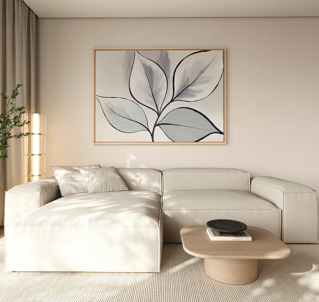 Whisper of Silverleaf – neutral-toned botanical canvas wall art print by Aspire Prints