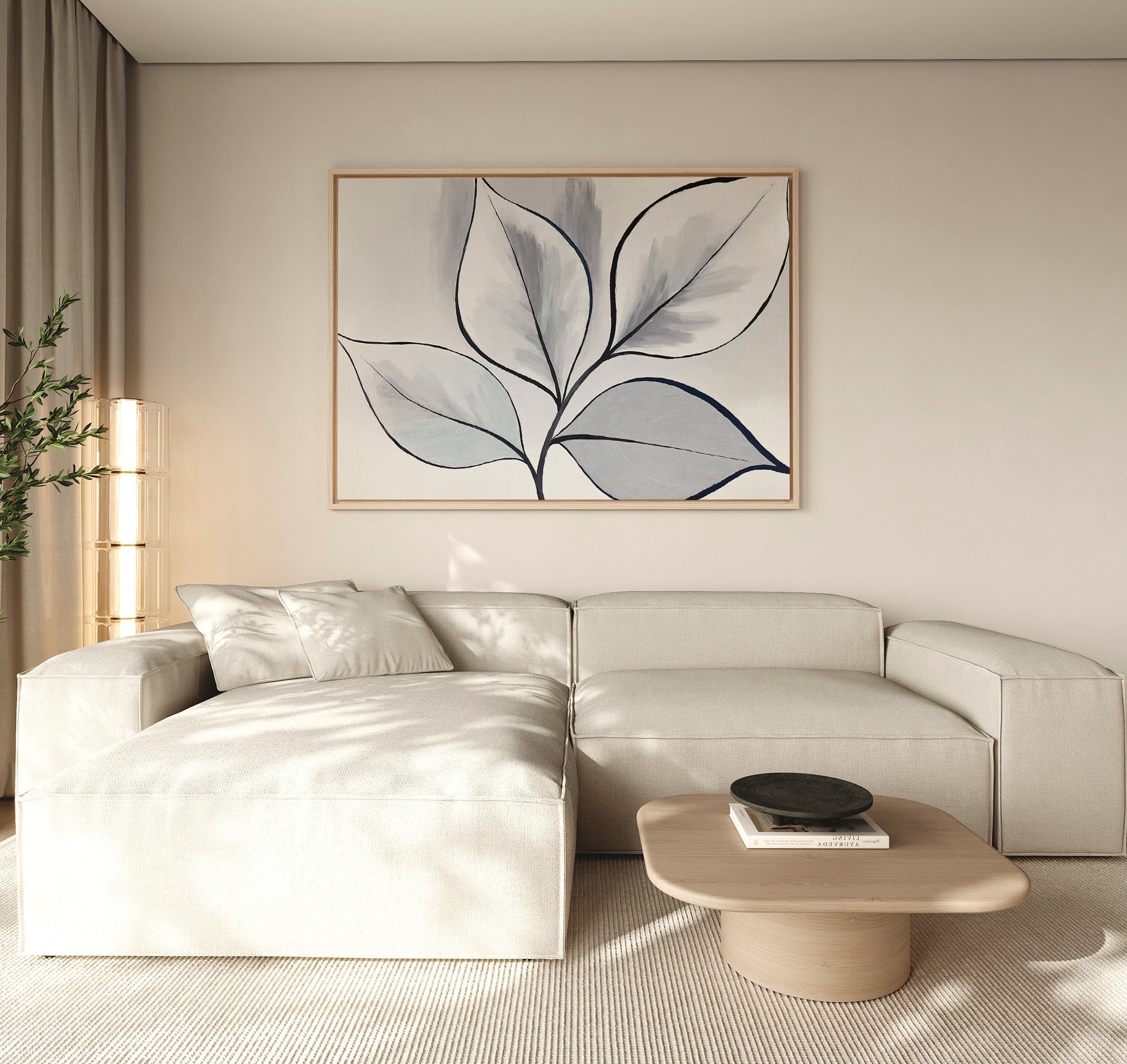 Whisper of Silverleaf – neutral-toned botanical canvas wall art print by Aspire Prints