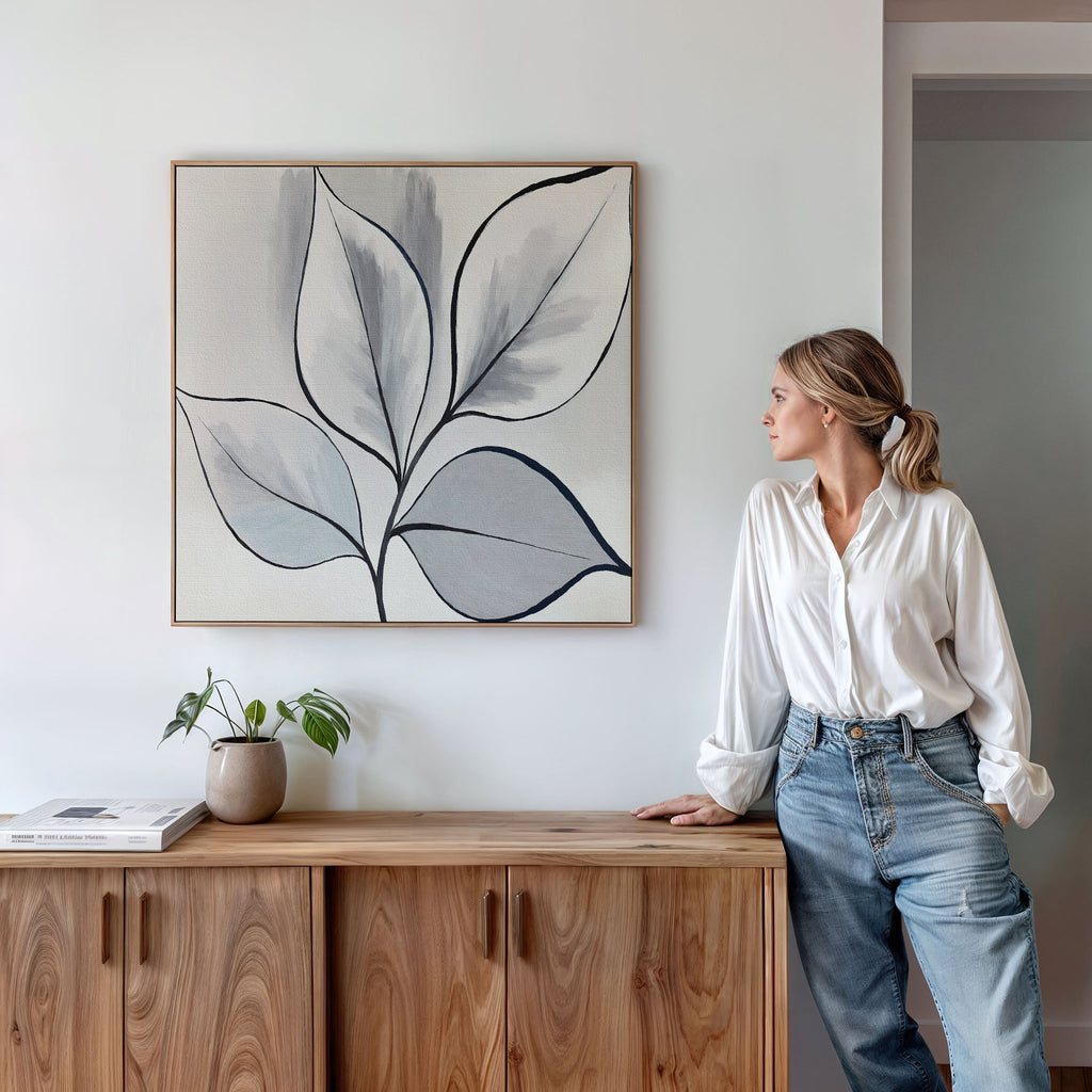 Whispering Silver Grove – neutral-toned botanical canvas wall art print by Aspire Prints