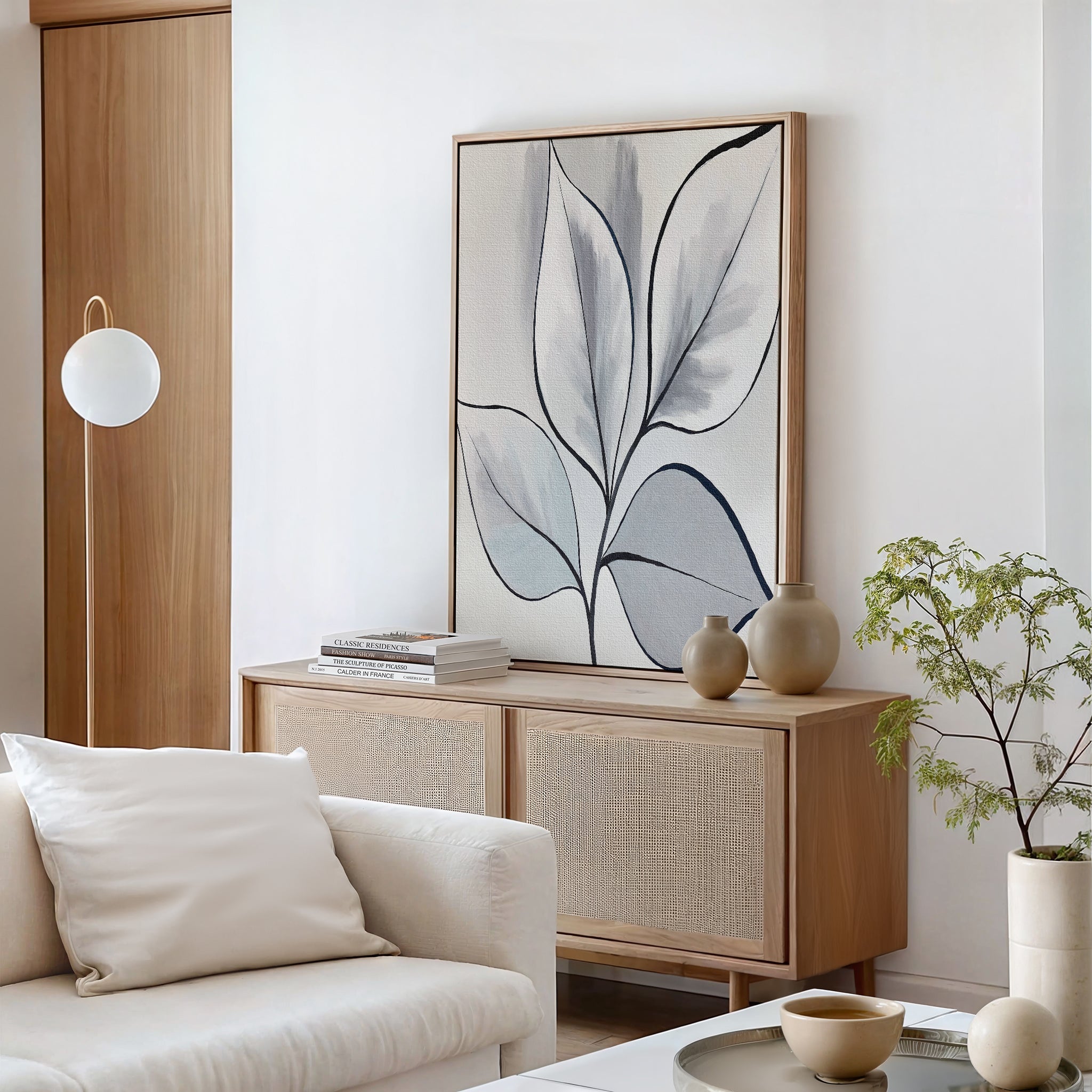 Whispering Silverwood – neutral-toned botanical canvas wall art print by Aspire Prints