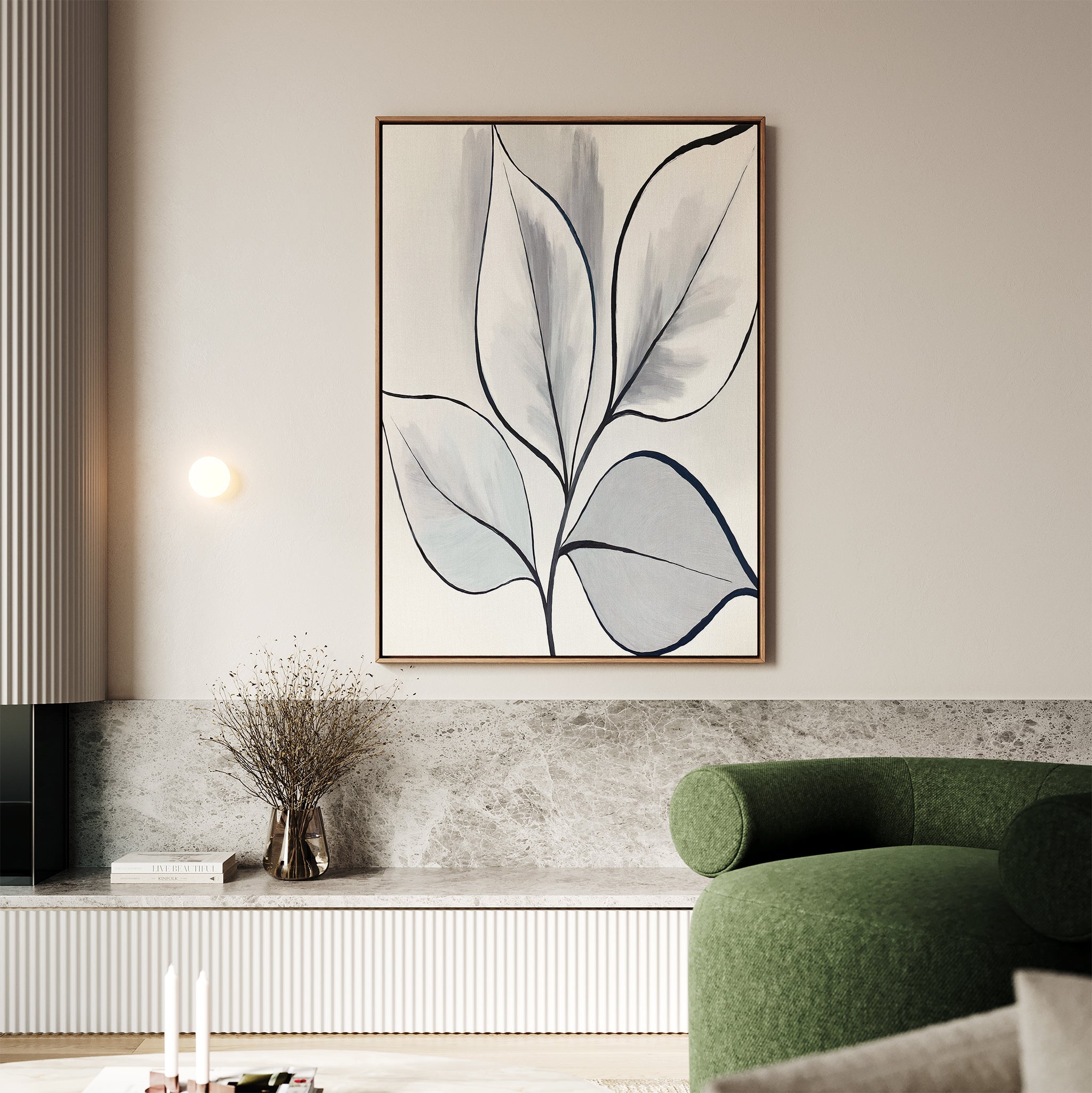 Whispering Silverwood – neutral-toned botanical canvas wall art print by Aspire Prints