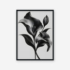 Silver Lilies Canvas Art - Vertical – Black Floating Frame on white background