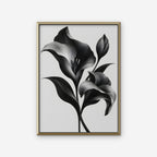Silver Lilies Canvas Art - Vertical – Gold Floating Frame on white background