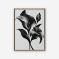 Silver Lilies Canvas Art - Vertical – Oak Floating Frame on white background