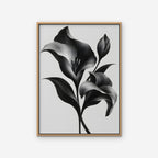 Silver Lilies Canvas Art - Vertical – Oak Floating Frame on white background