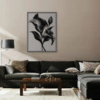 Silver Lilies Canvas Art - Vertical – Silver Floating Frame in room setting