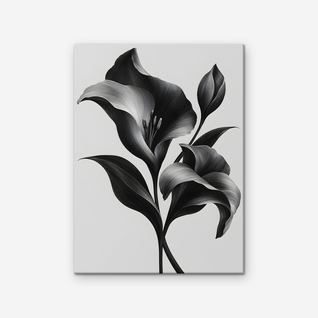 Silver Lilies Canvas Art - Vertical – Stretched Canvas Only on white background