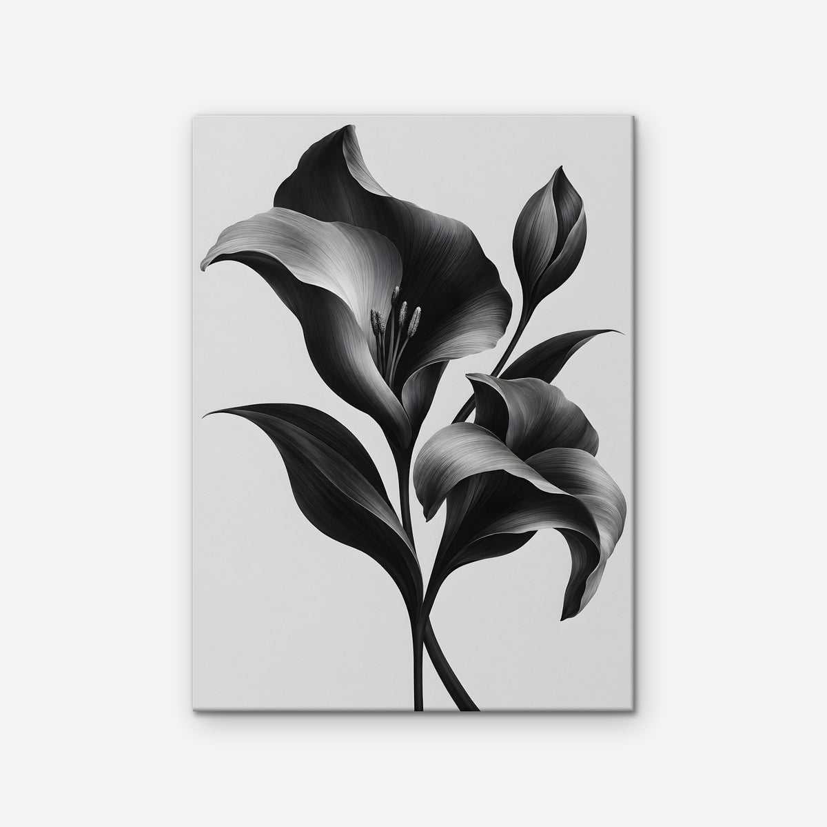 Silver Lilies Canvas Art - Vertical – Stretched Canvas Only on white background