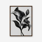 Silver Lilies Canvas Art - Vertical – Walnut Floating Frame on white background