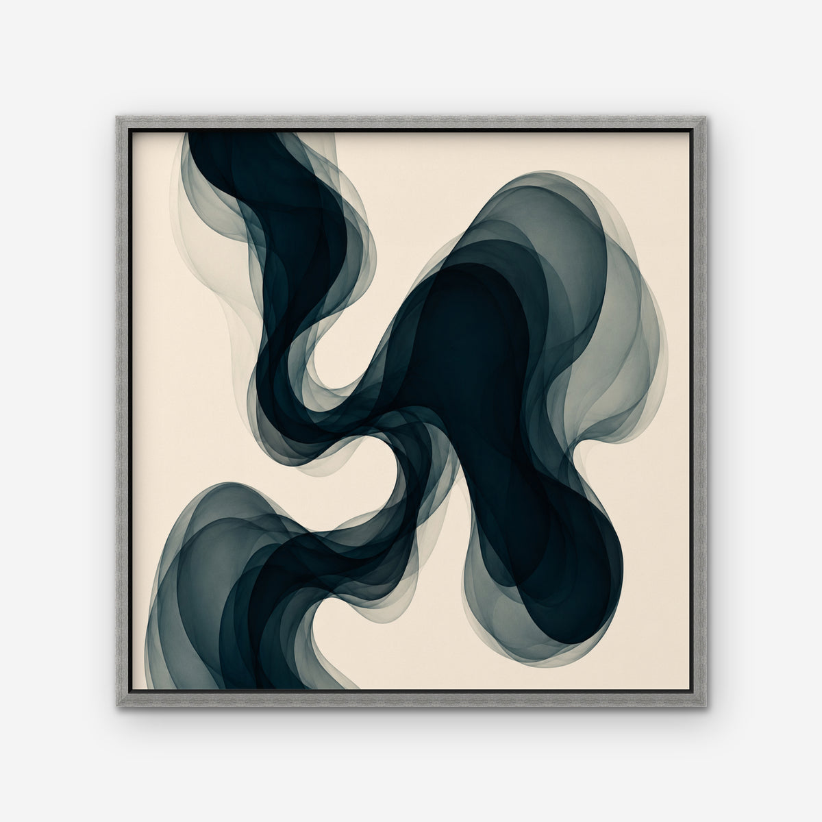 Smoky Teal Drift Canvas Art - Square – Silver Floating Frame on white background
