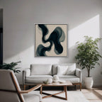 Smoky Teal Drift Canvas Art - Square – White Floating Frame in room setting