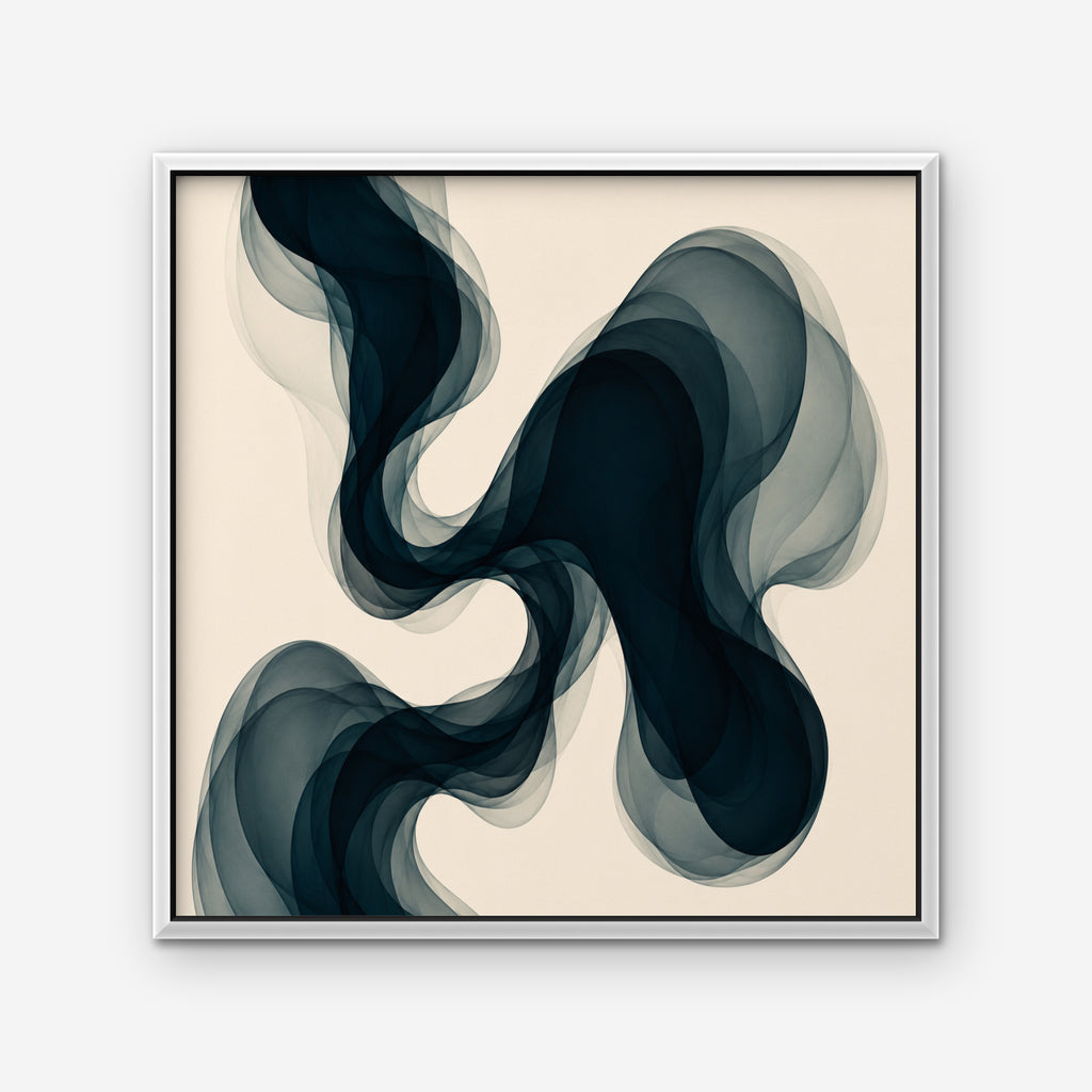Smoky Teal Drift Canvas Art - Square – White Floating Frame on white background