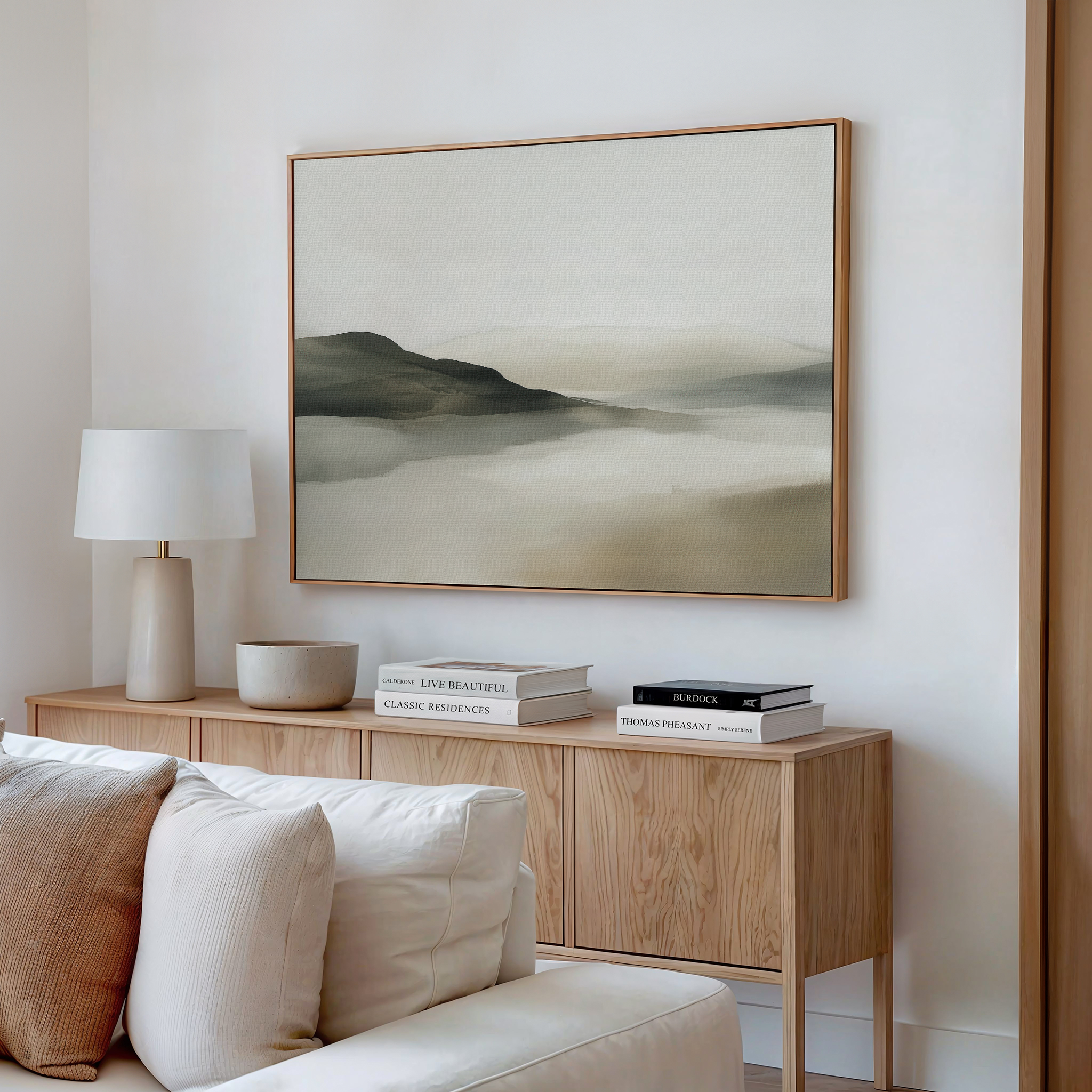 Whispering Hills at First Light – green landscape canvas wall art print by Aspire Prints