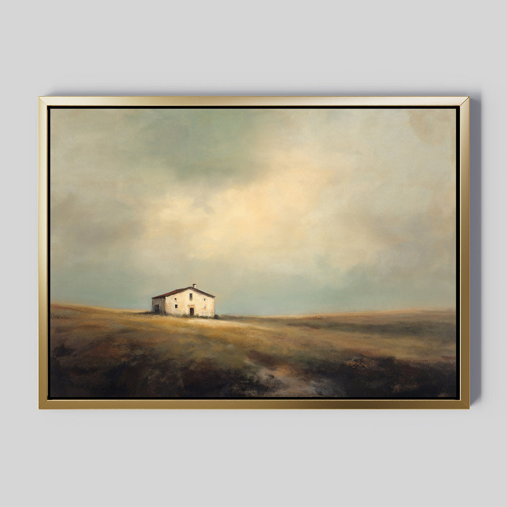 Where the Fields Forget Time – earthy brown vintage canvas wall art print by Aspire Prints