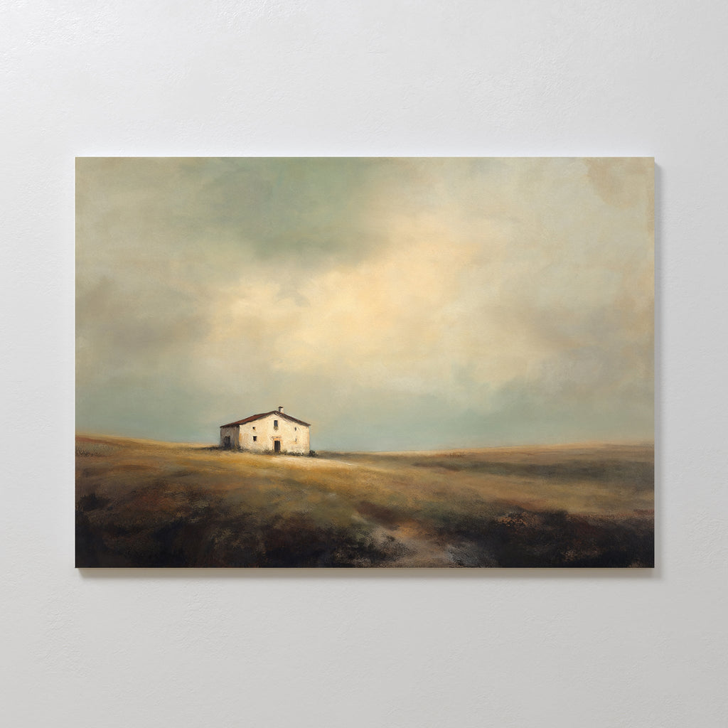 Where the Fields Forget Time – earthy brown vintage canvas wall art print by Aspire Prints