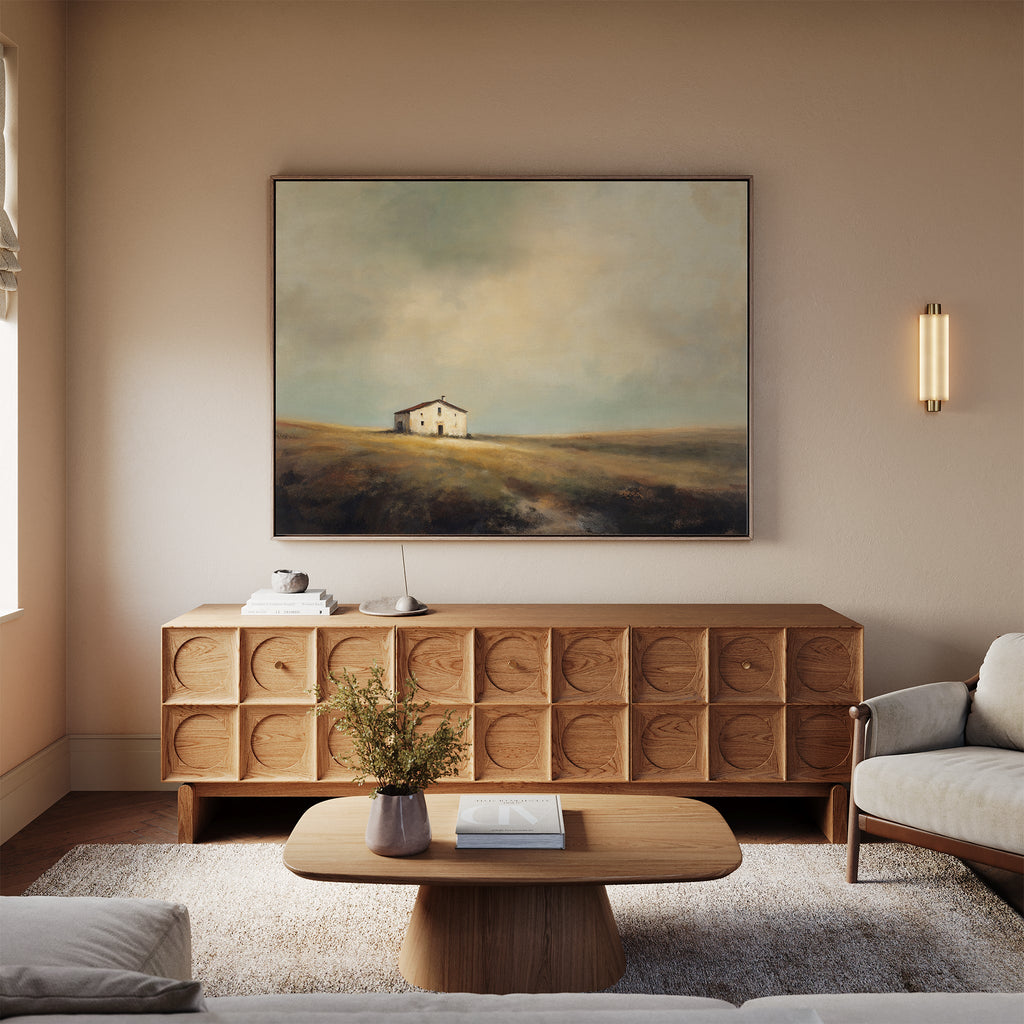 Where the Fields Forget Time – earthy brown vintage canvas wall art print by Aspire Prints