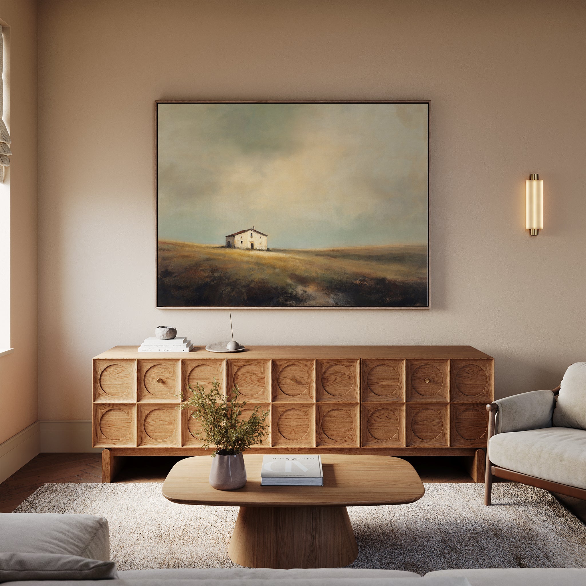 Where the Fields Forget Time – earthy brown vintage canvas wall art print by Aspire Prints