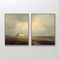 Lonesome Fields & Quiet Walls – Set of 2 Canvas Prints set of 2 – earthy brown vintage canvas wall art by Aspire Prints