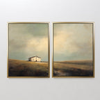 Lonesome Fields & Quiet Walls – Set of 2 Canvas Prints set of 2 – earthy brown vintage canvas wall art by Aspire Prints