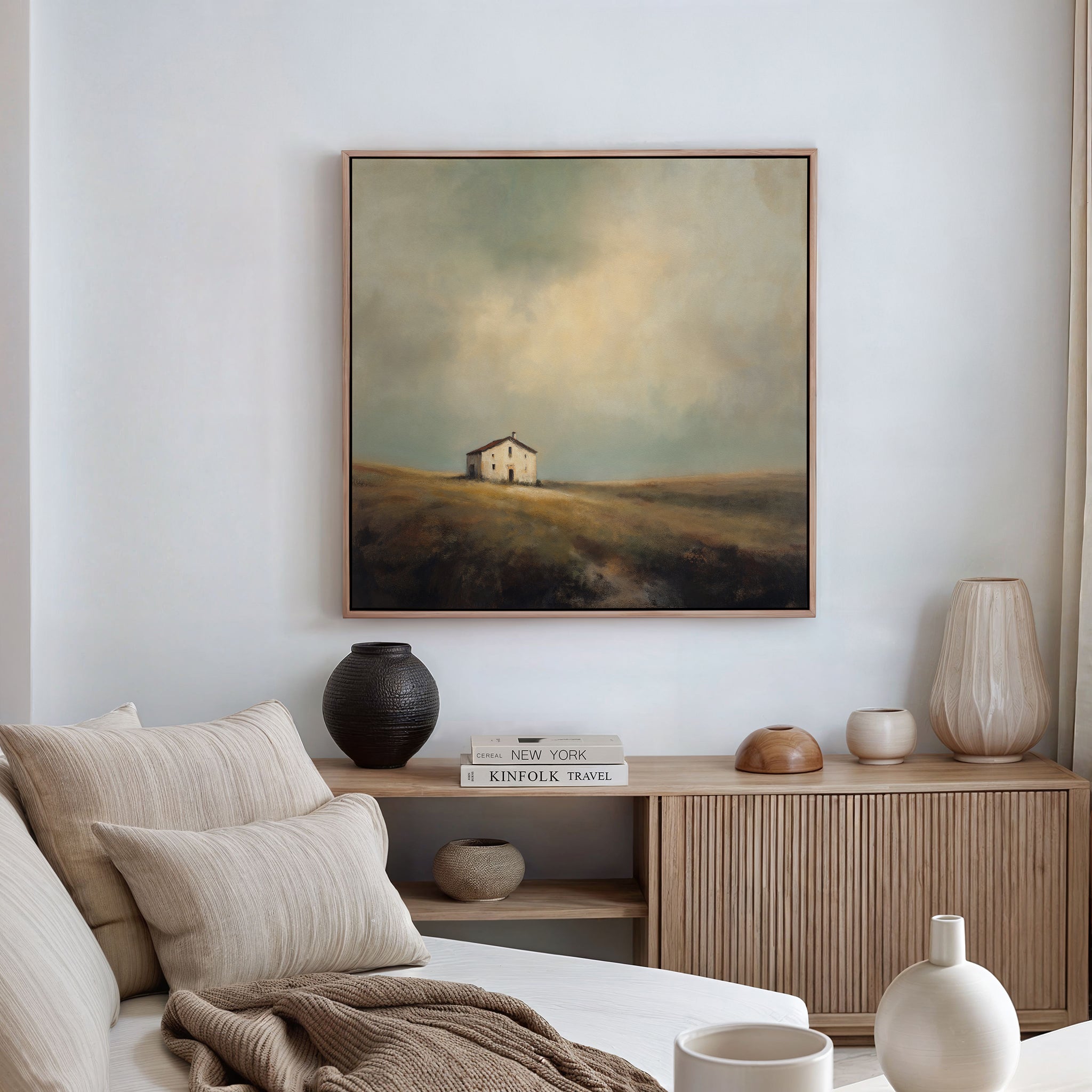 Where the Fields Forget Time – earthy brown vintage canvas wall art print by Aspire Prints