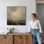 Where the Fields Forget Time – earthy brown vintage canvas wall art print by Aspire Prints