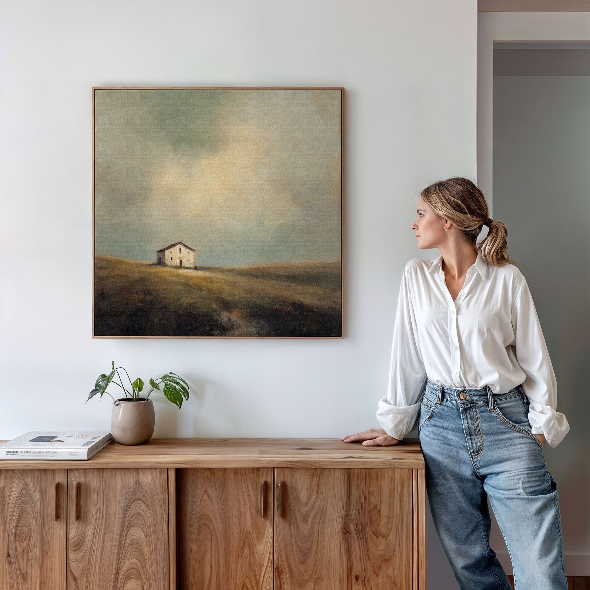 Where the Fields Forget Time – earthy brown vintage canvas wall art print by Aspire Prints