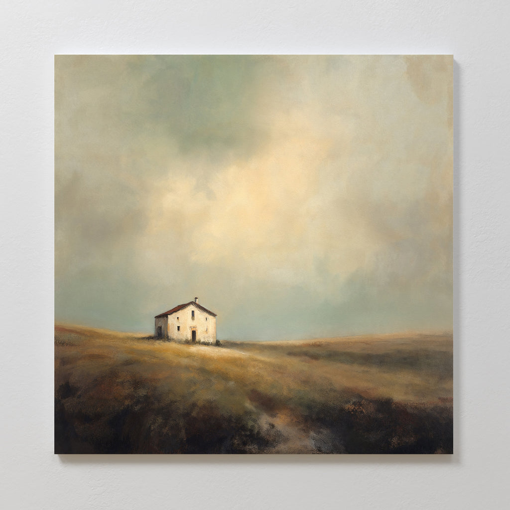 Where the Fields Forget Time – earthy brown vintage canvas wall art print by Aspire Prints
