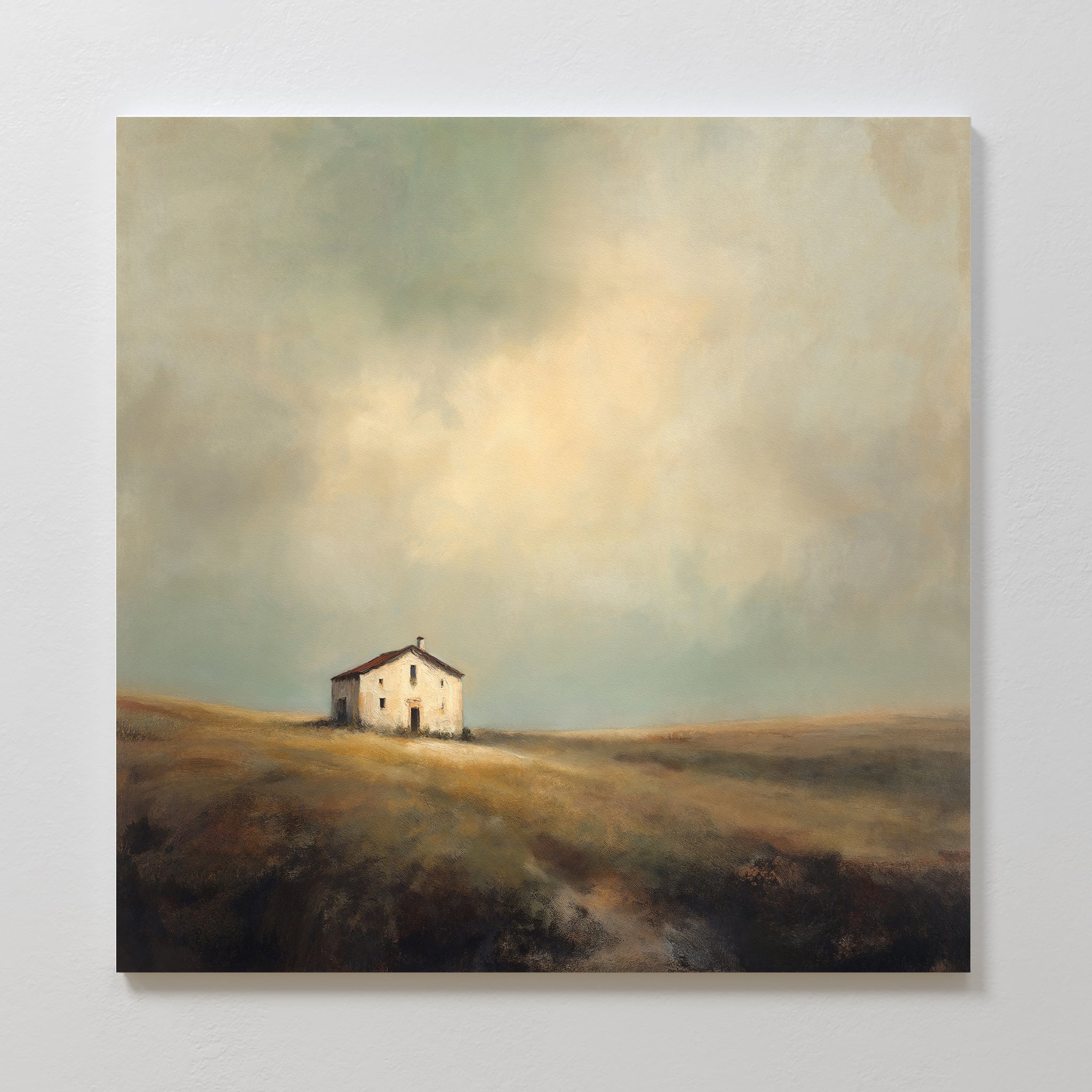Where the Fields Forget Time – earthy brown vintage canvas wall art print by Aspire Prints