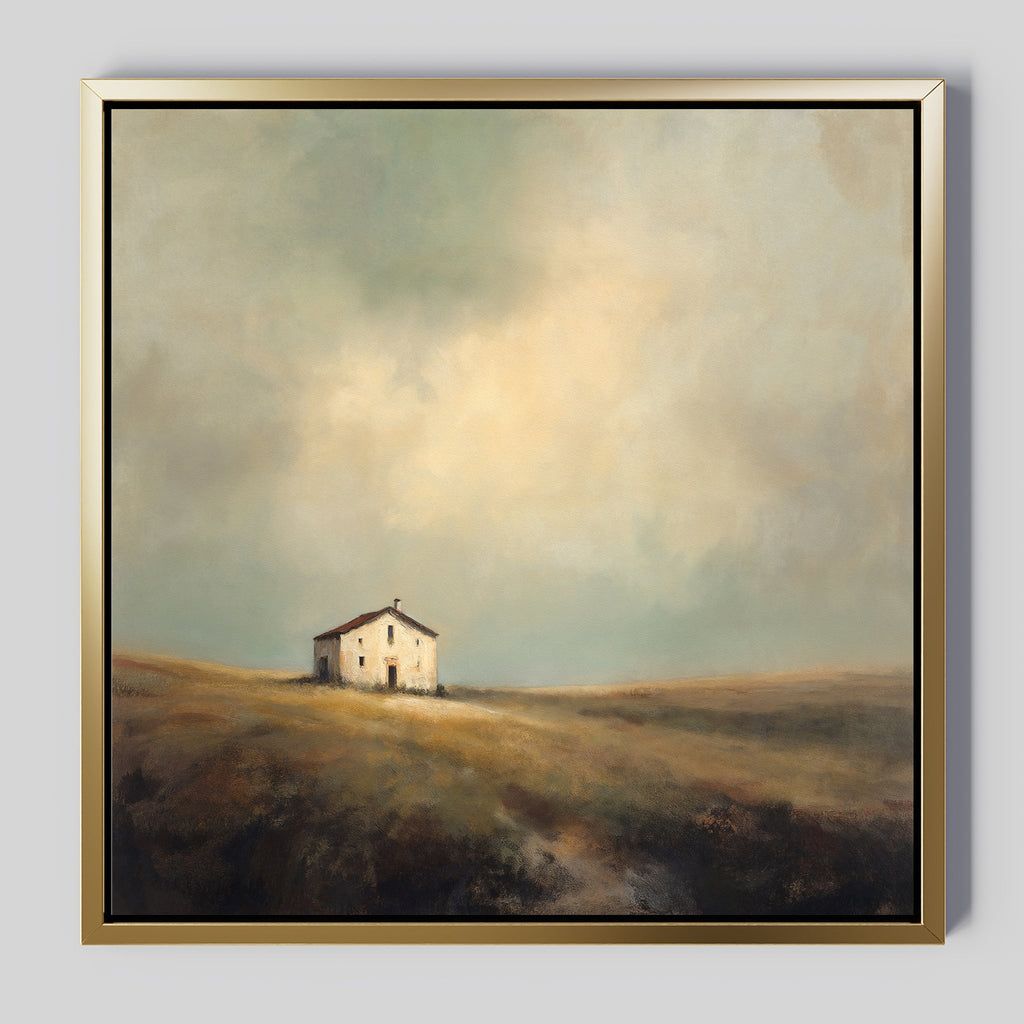 Where the Fields Forget Time – earthy brown vintage canvas wall art print by Aspire Prints