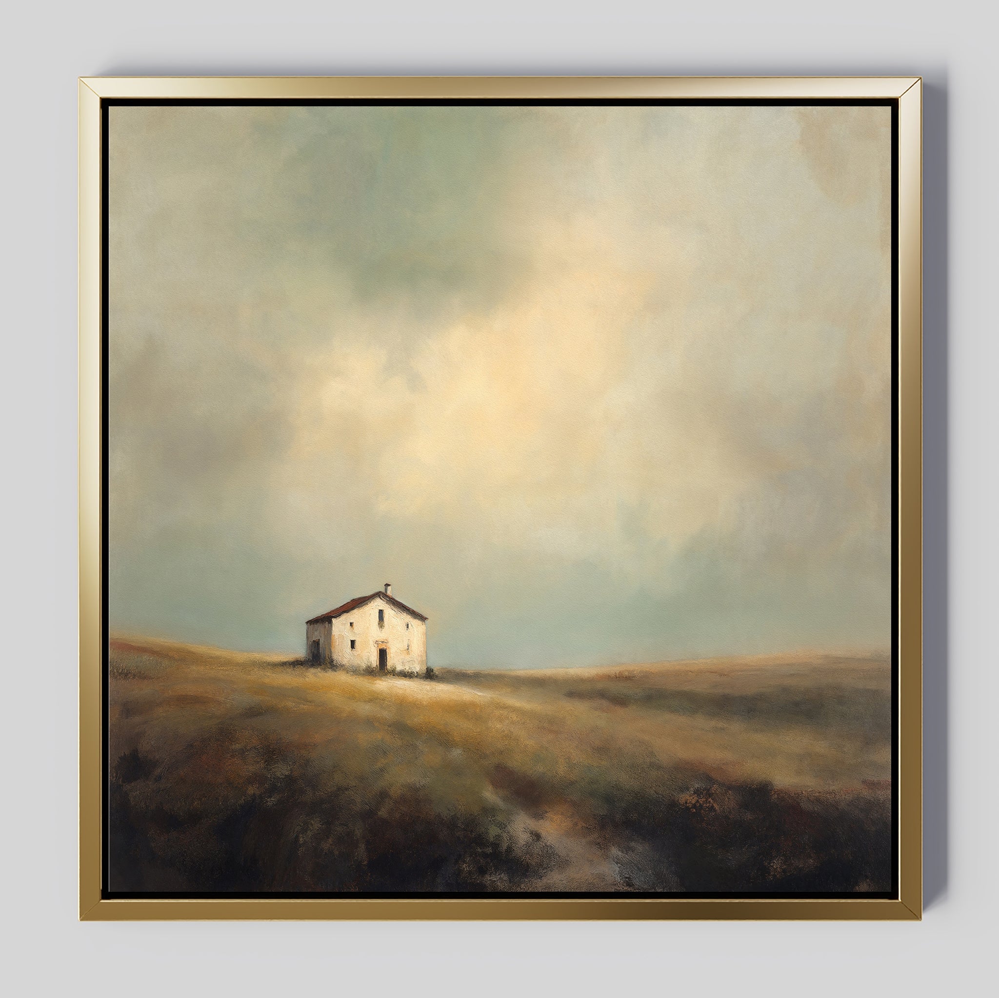 Where the Fields Forget Time – earthy brown vintage canvas wall art print by Aspire Prints