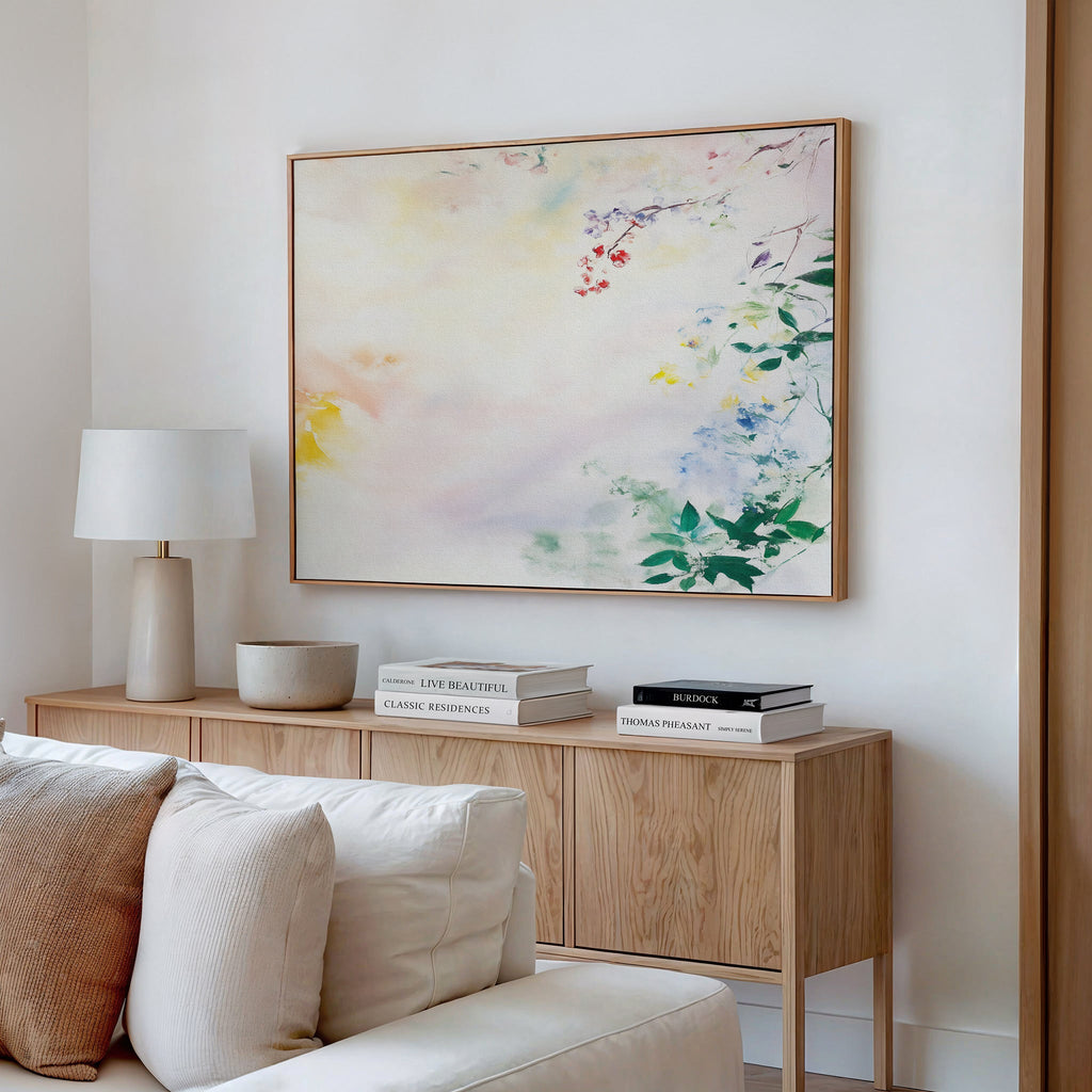 Whispers of Petalfall – blush pink botanical canvas wall art print by Aspire Prints