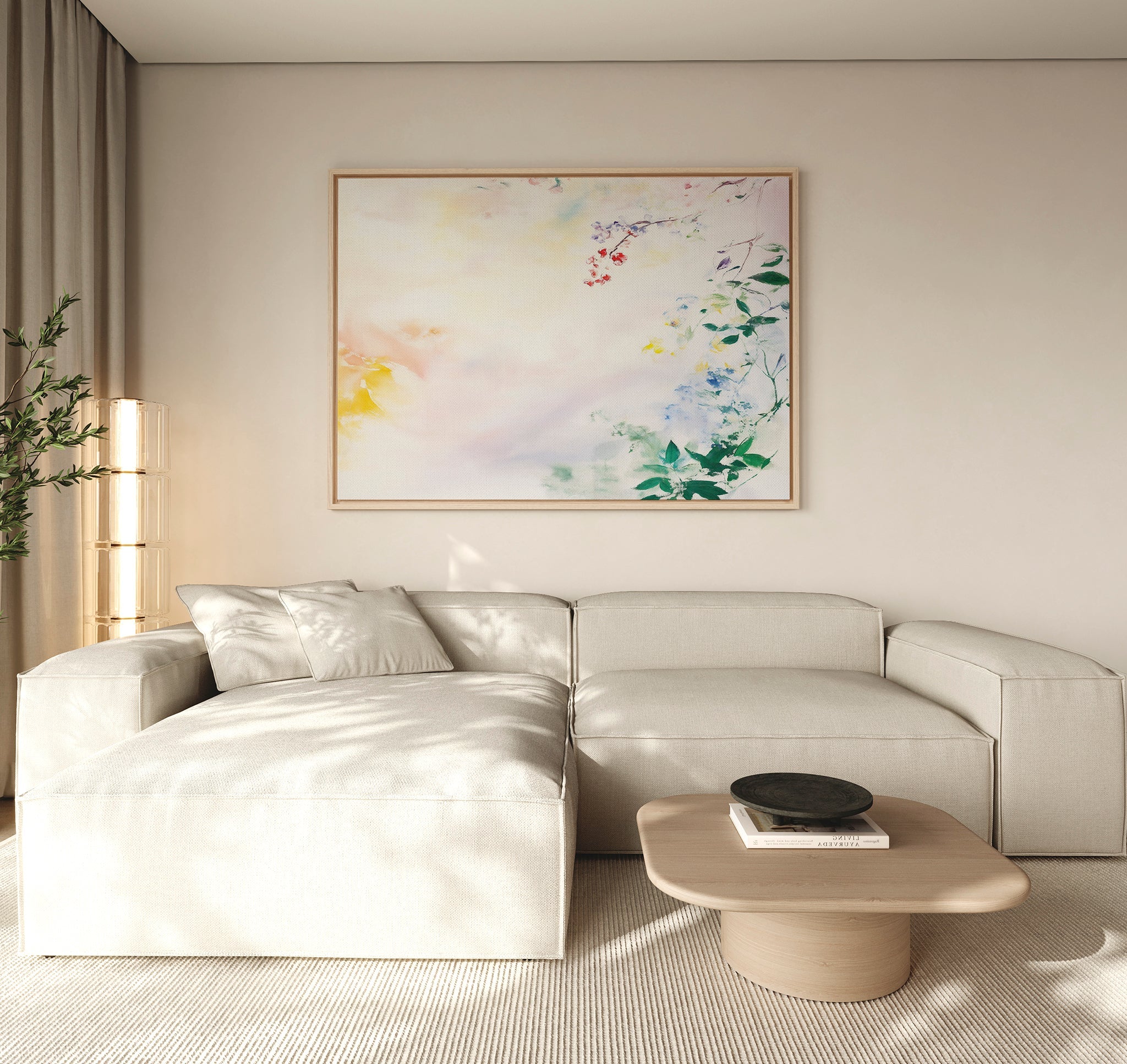 Whispers of Petalfall – blush pink botanical canvas wall art print by Aspire Prints