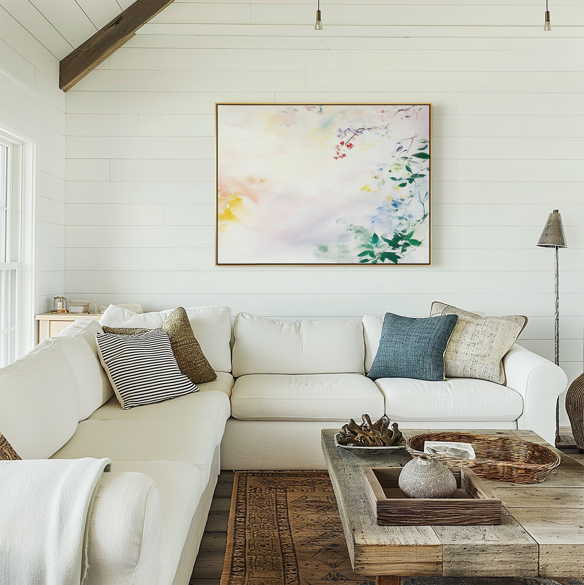 Whispers of Petalfall – blush pink botanical canvas wall art print by Aspire Prints