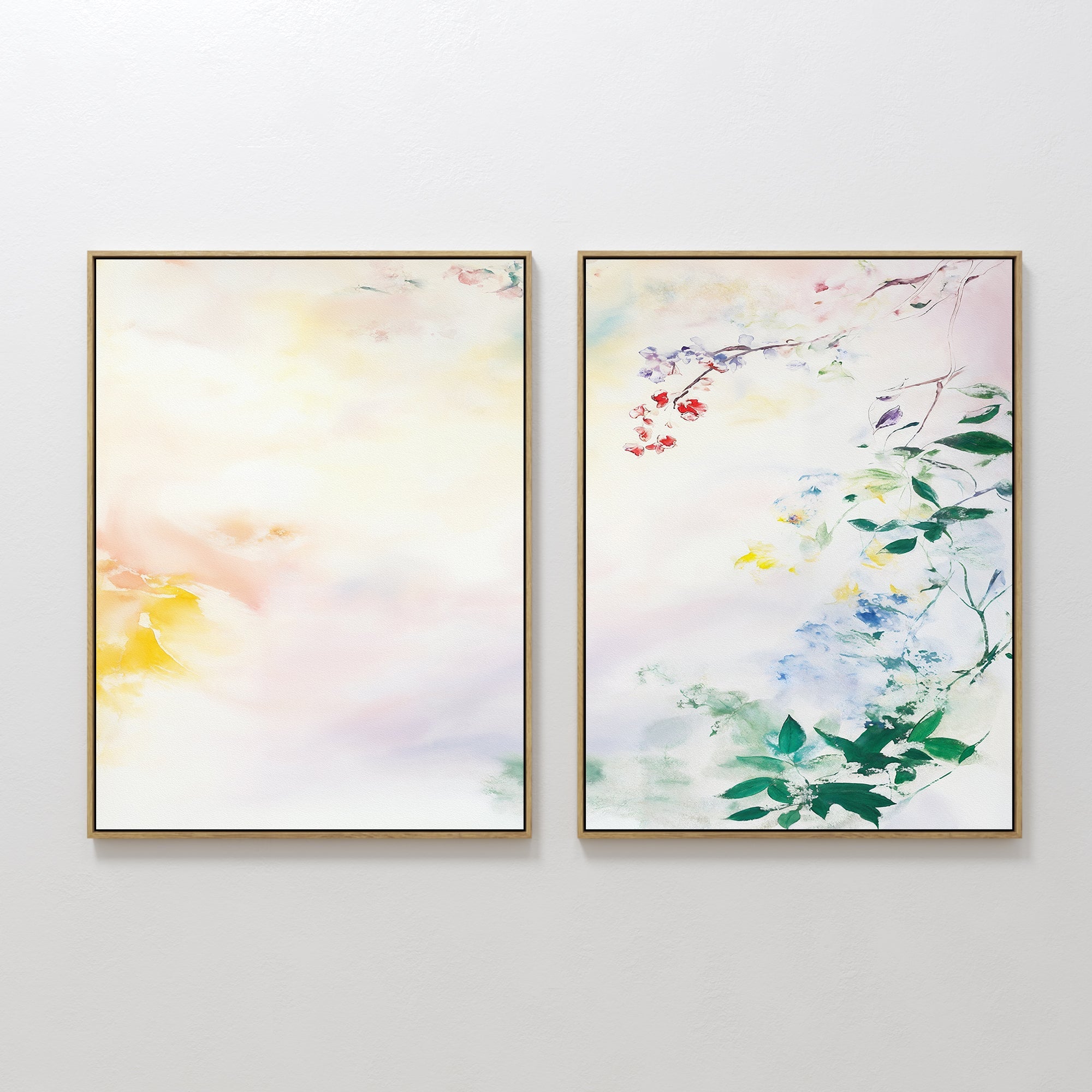 Whispers of Petal & Bloom – Set of 2 Canvas Prints set of 2 – blush pink botanical canvas wall art by Aspire Prints