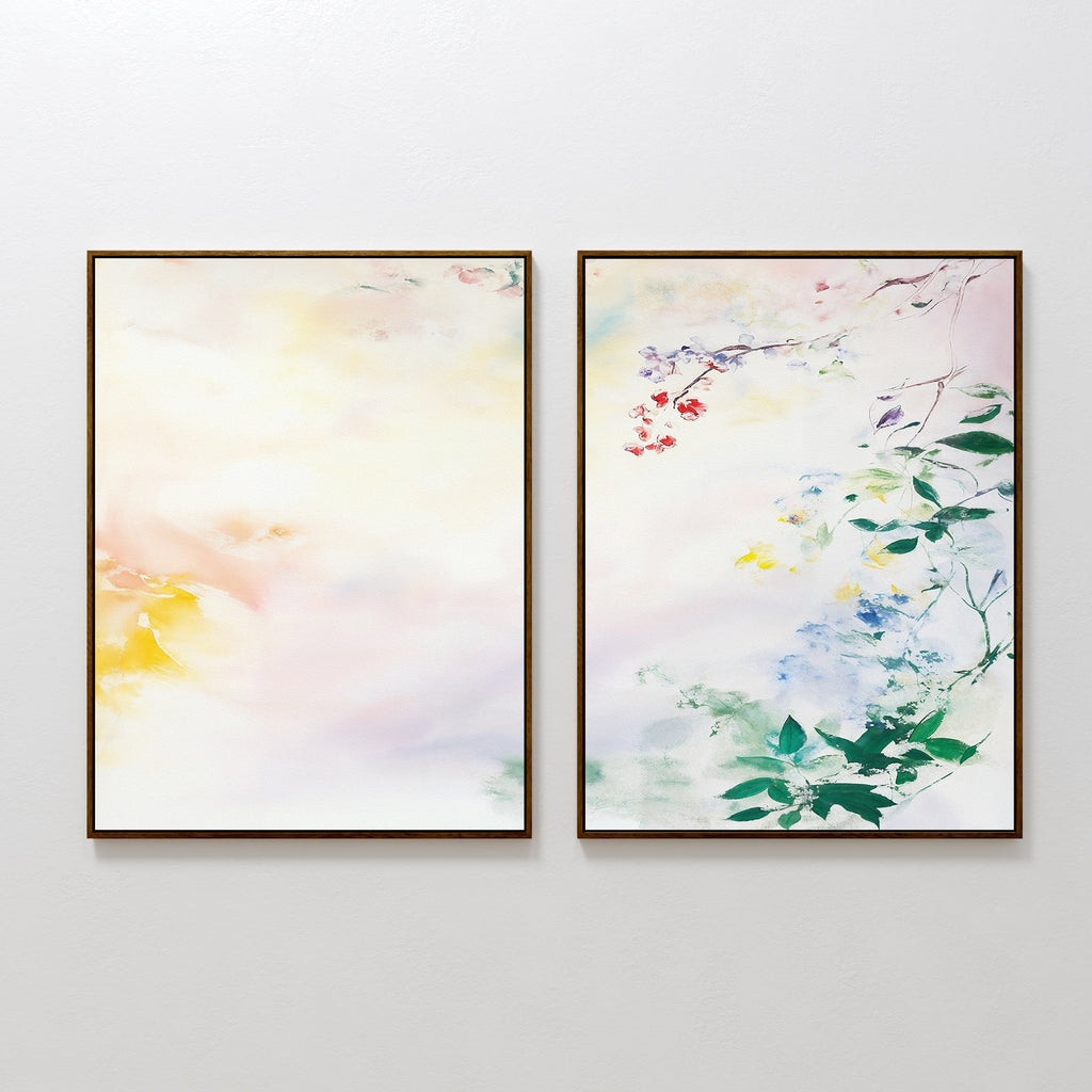 Whispers of Petal & Bloom – Set of 2 Canvas Prints set of 2 – blush pink botanical canvas wall art by Aspire Prints