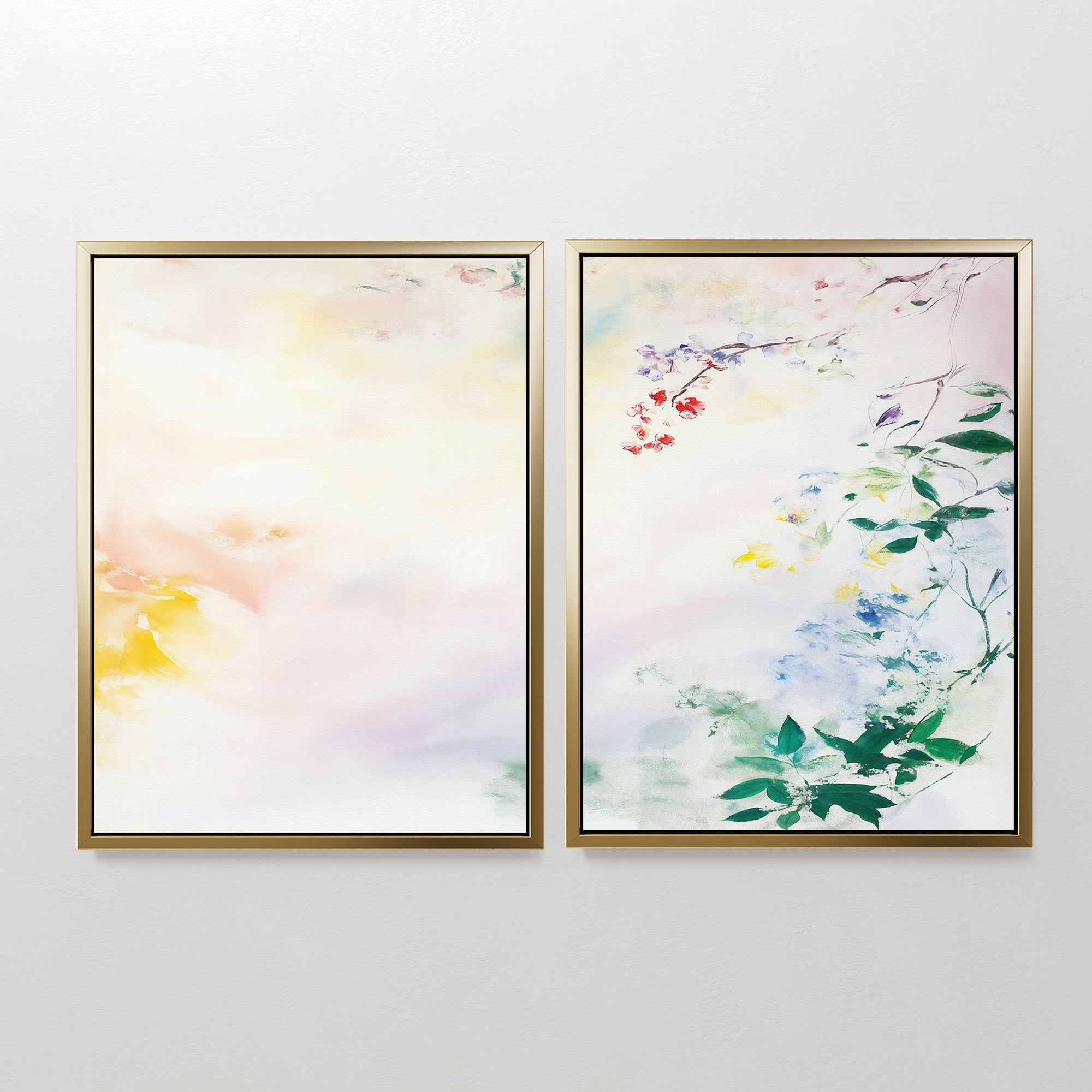 Whispers of Petal & Bloom – Set of 2 Canvas Prints set of 2 – blush pink botanical canvas wall art by Aspire Prints