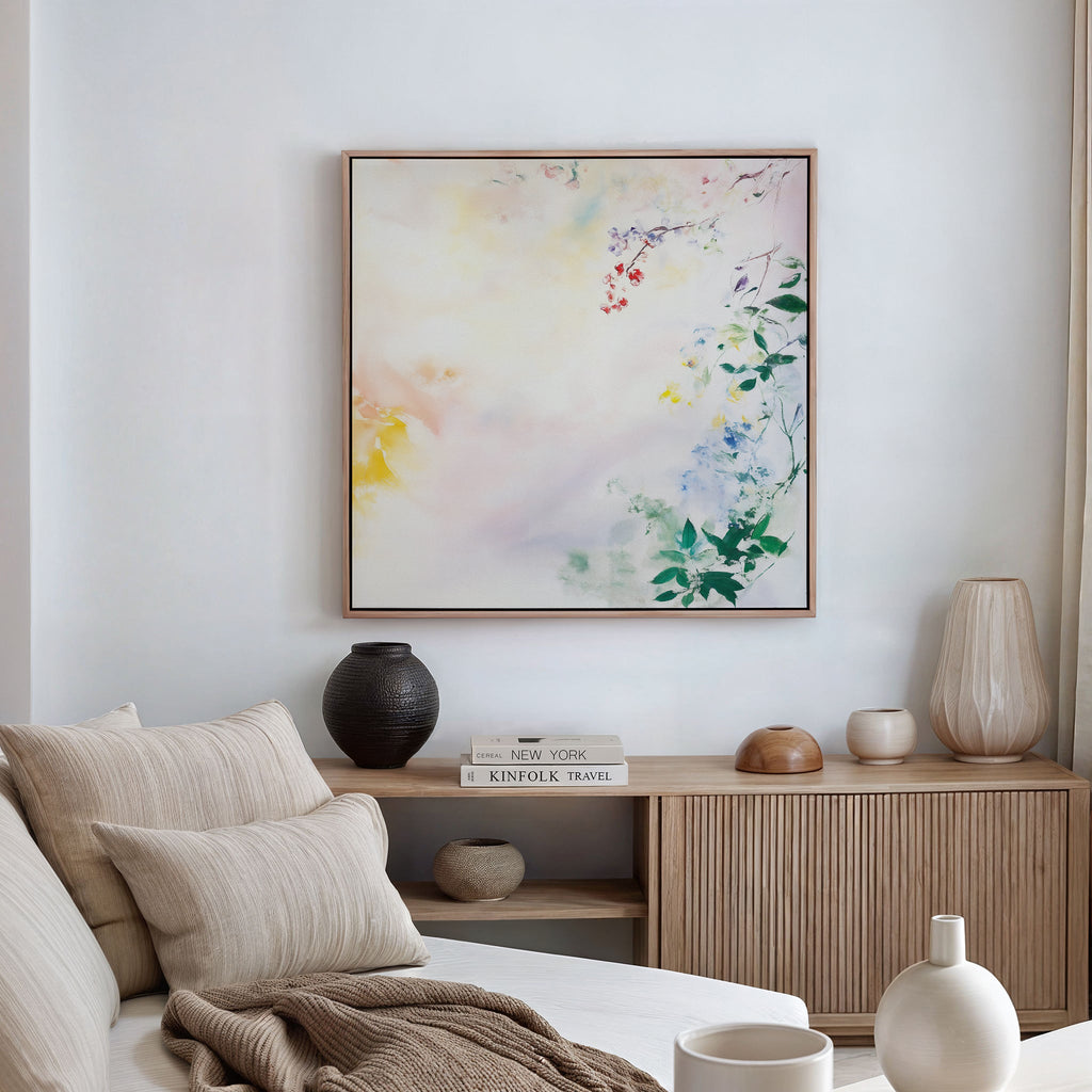 Whispers of Petalfall – blush pink botanical canvas wall art print by Aspire Prints