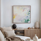 Whispers of Petalfall – blush pink botanical canvas wall art print by Aspire Prints