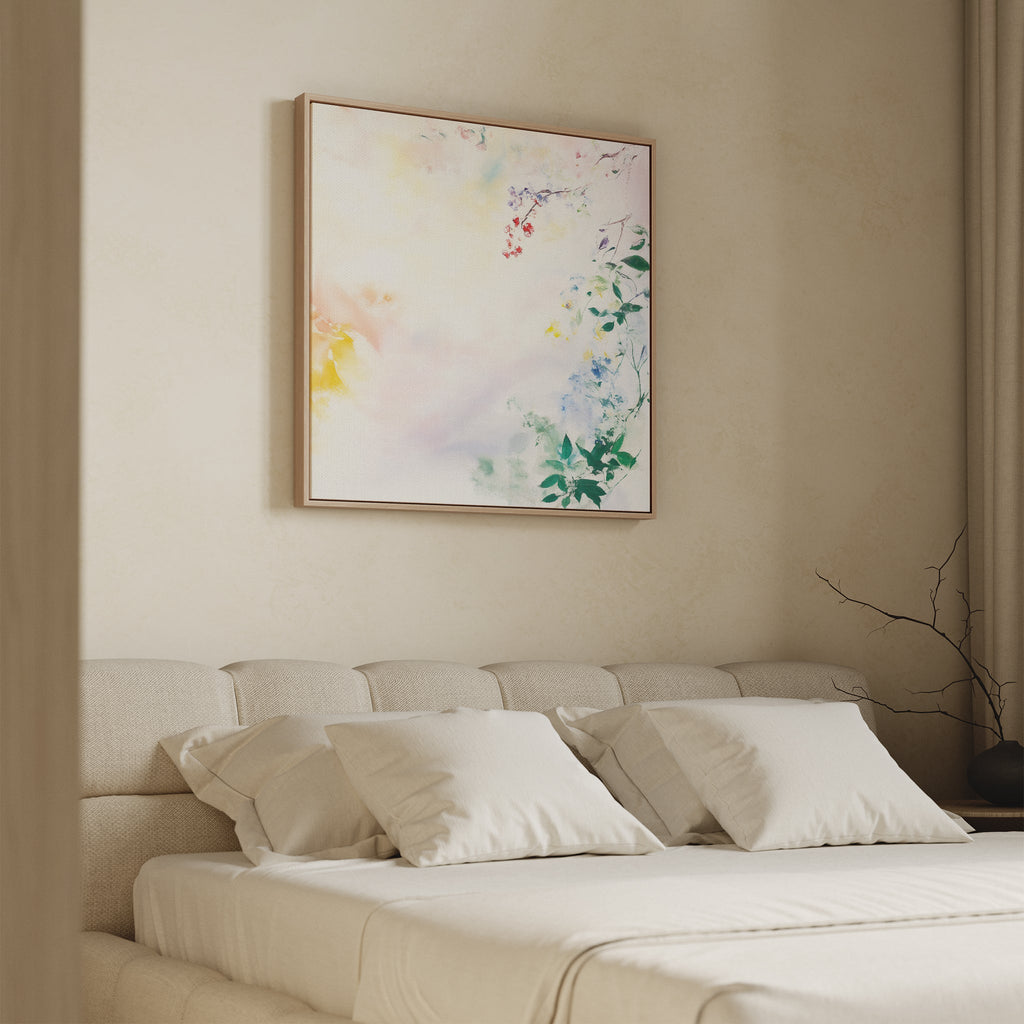 Whispers of Petalfall – blush pink botanical canvas wall art print by Aspire Prints