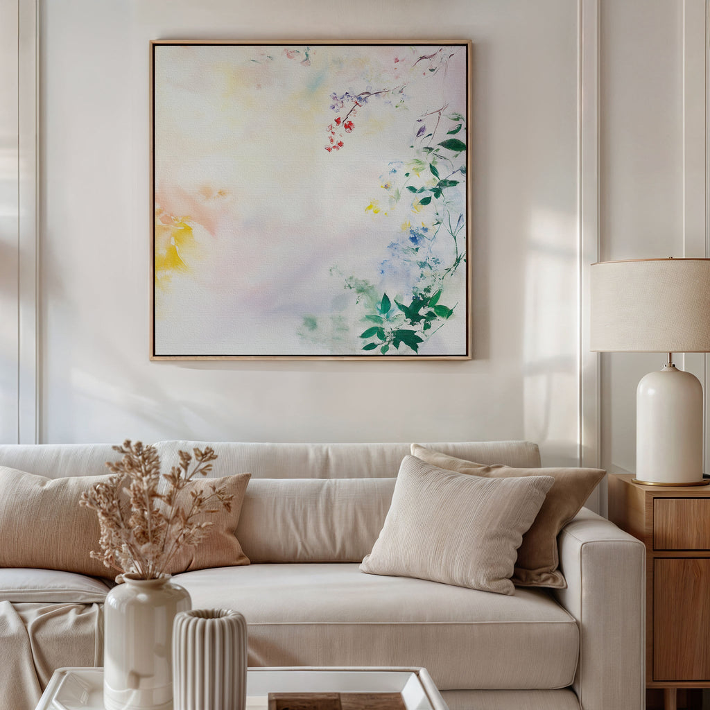 Whispers of Petalfall – blush pink botanical canvas wall art print by Aspire Prints