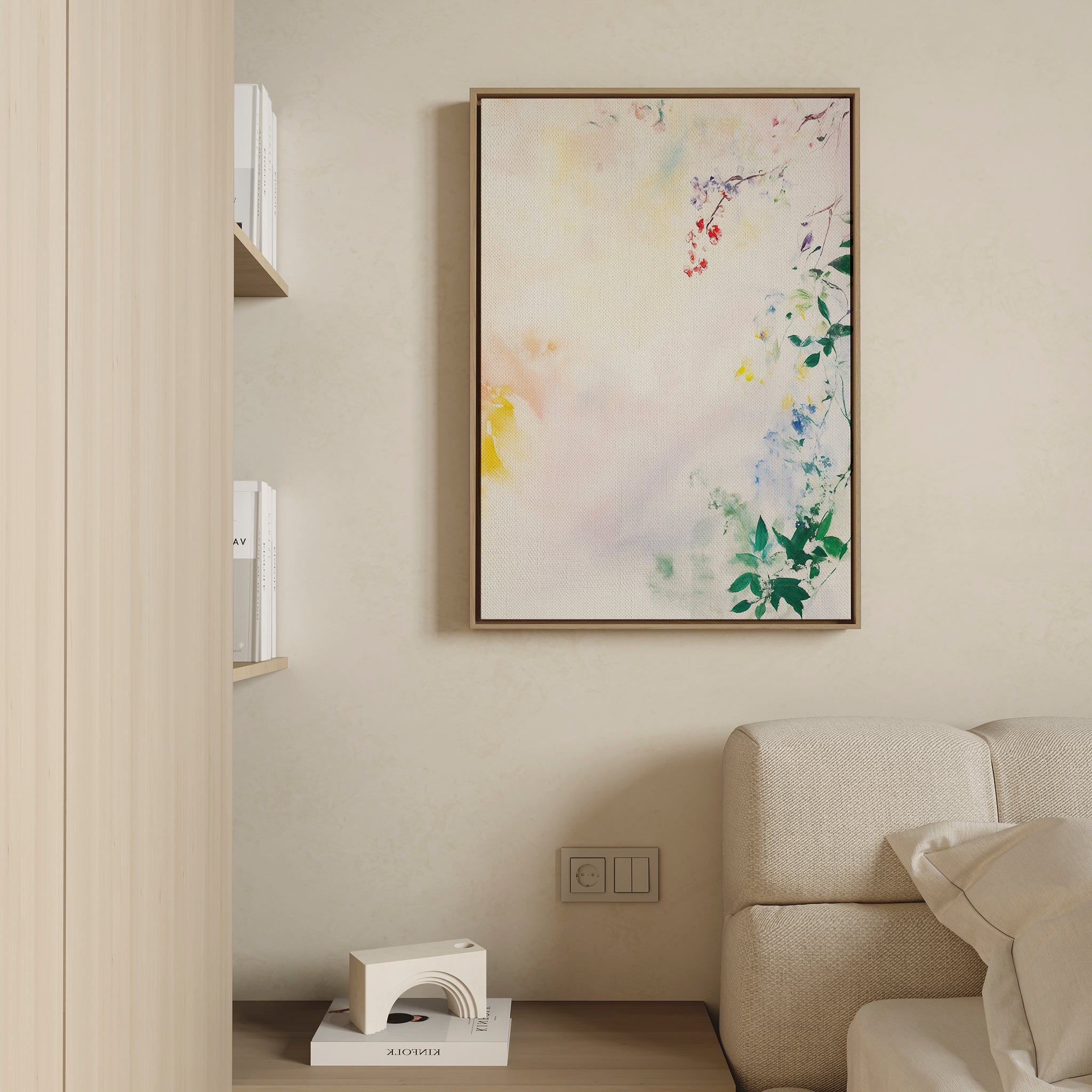 Whispers of Petalfall – blush pink botanical canvas wall art print by Aspire Prints