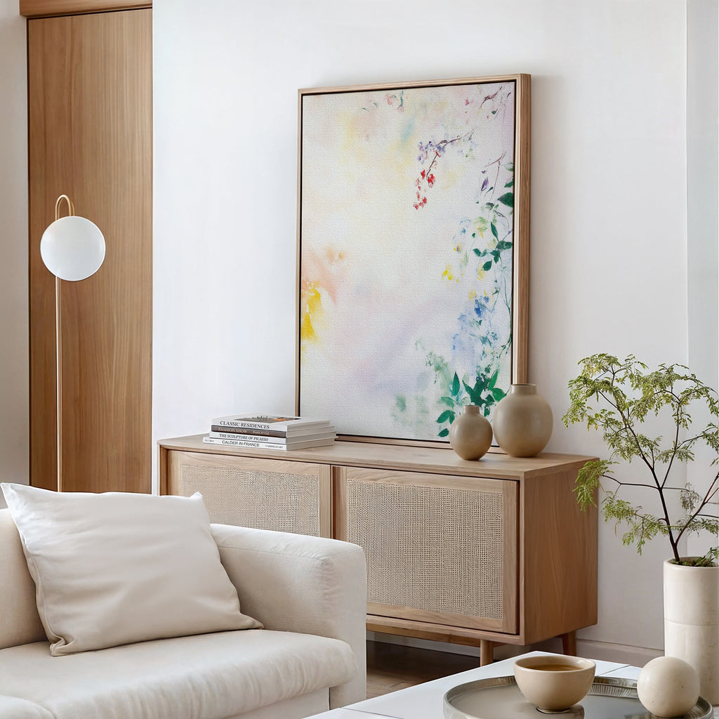 Whispers of Petalfall – blush pink botanical canvas wall art print by Aspire Prints