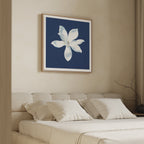 Magnolia Under Midnight – blue botanical canvas wall art print by Aspire Prints