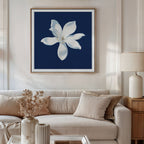 Magnolia Under Midnight – blue botanical canvas wall art print by Aspire Prints